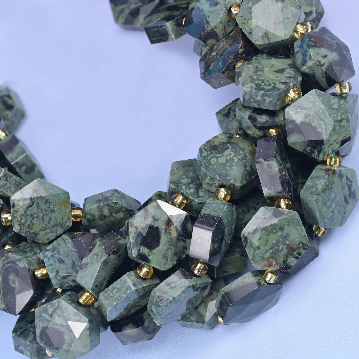 Kambaba Jasper Flat Faceted Hexagon Beads, hole 1.0mm