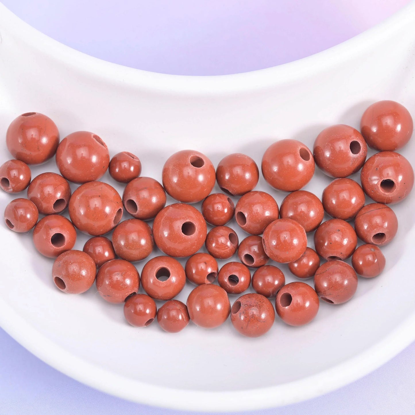 Red Jasper Large Hole Round Beads 6mm 8mm 10mm in brick terracotta red