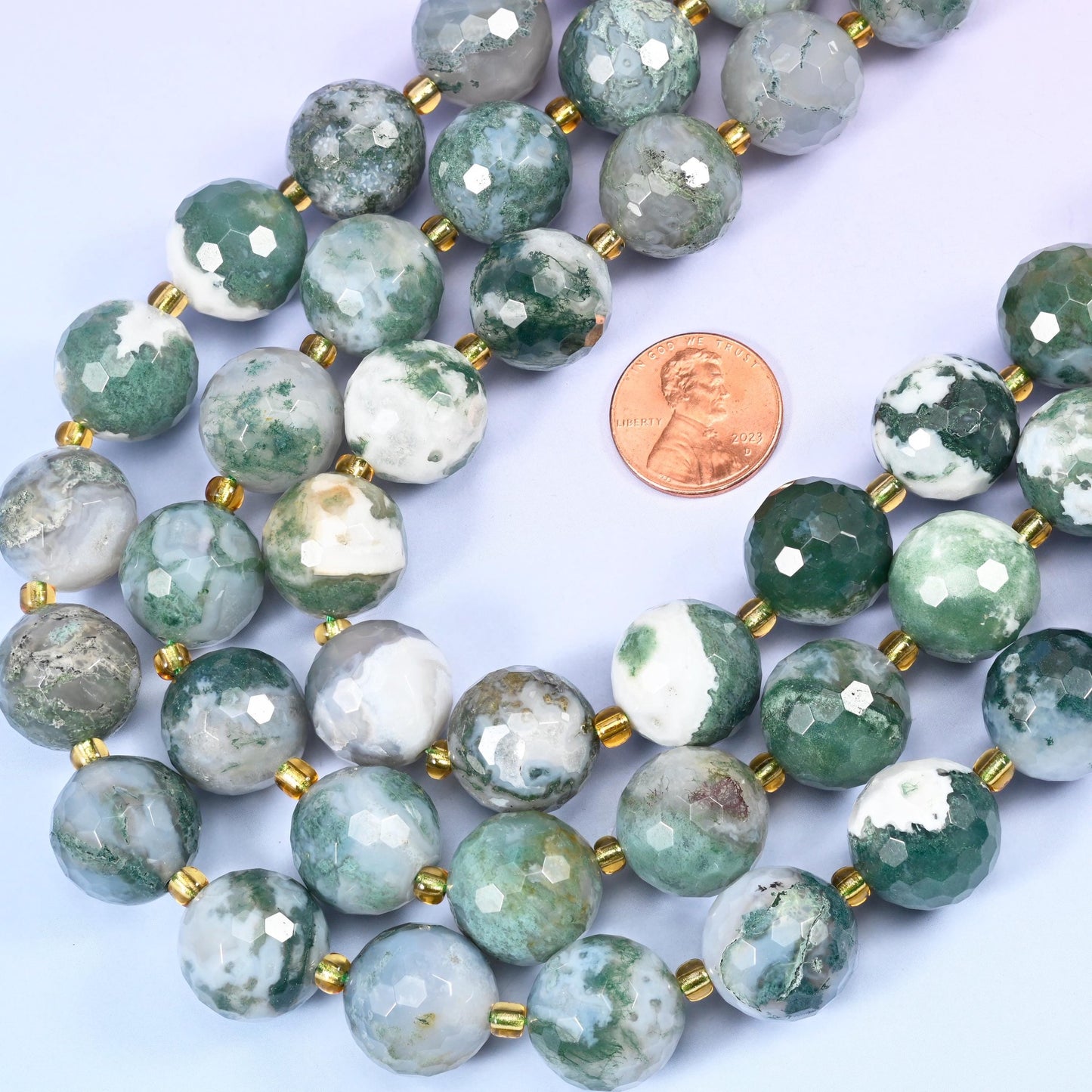 Moss Agate Faceted Round Beads for jewellery making