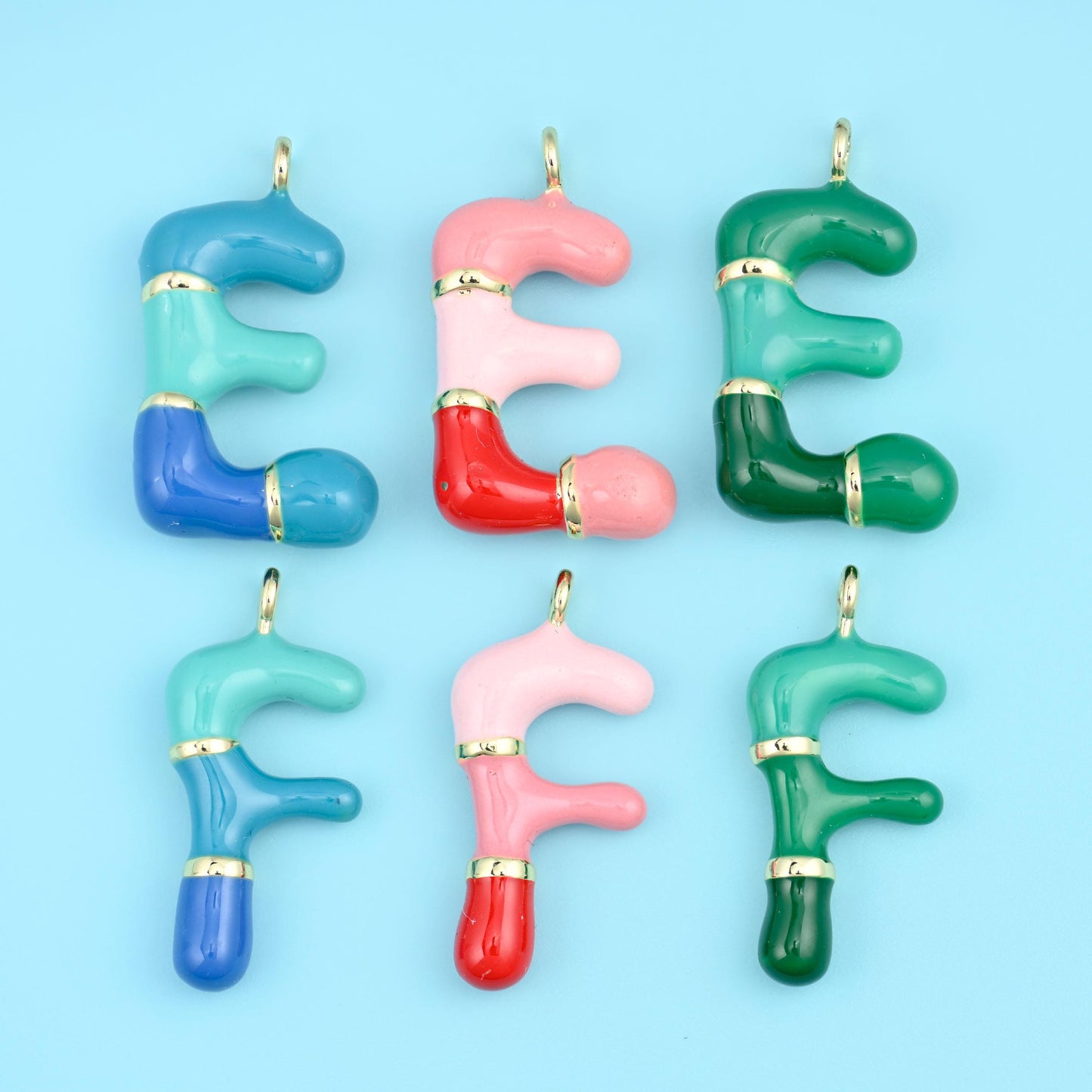 18K Gold Filled Enamel Alphabet Letter Pendants A-Z in multiple colours available