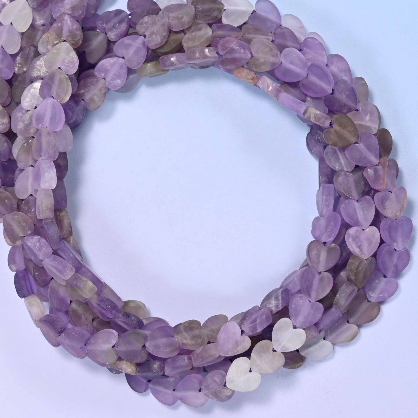 Matte Amethyst Flat Heart Beads: Size 6mm, Jewelry Making, 15 Inch Strand