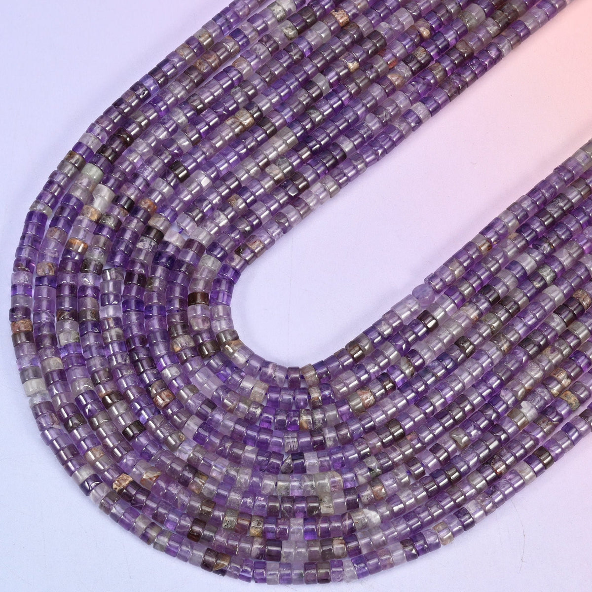Amethyst Heishi Disc Beads 2x4mm, 15.5 inch strand