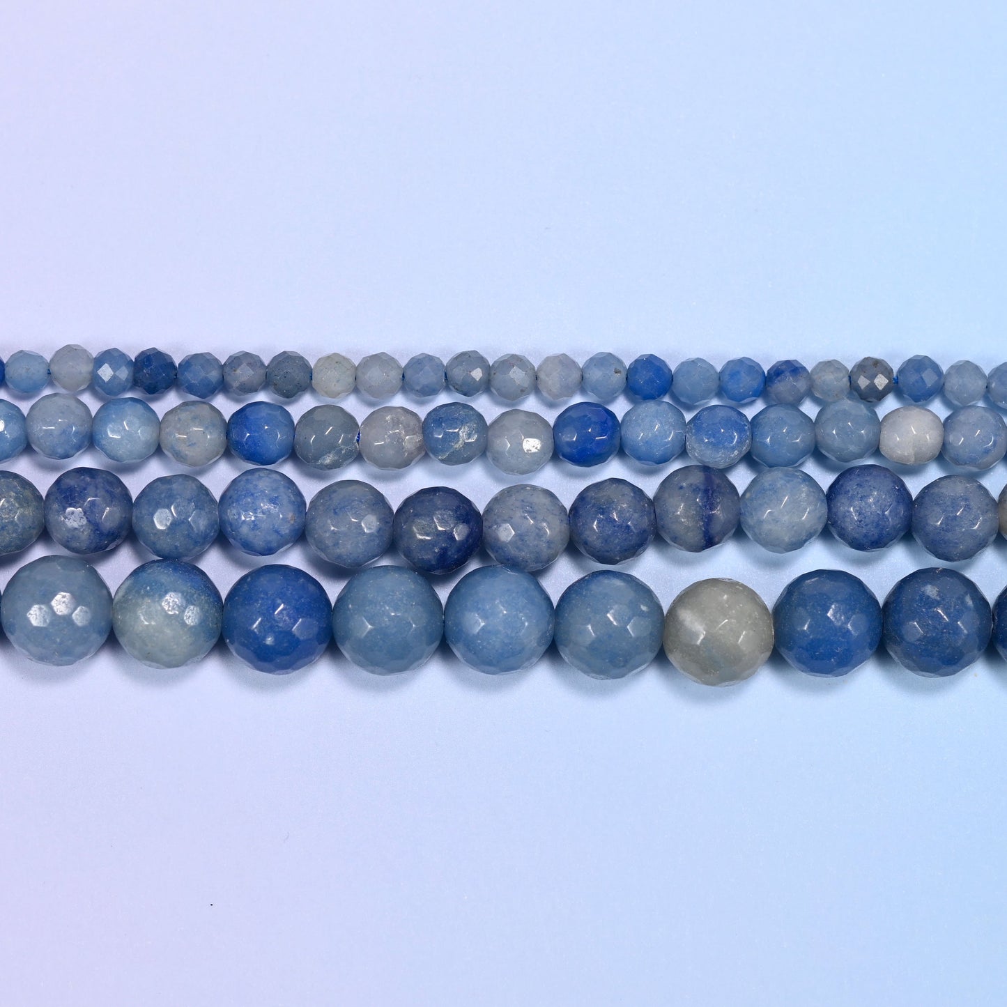 Blue Aventurine Faceted Round Beads: Jewelry Making, 15 Inch Strand