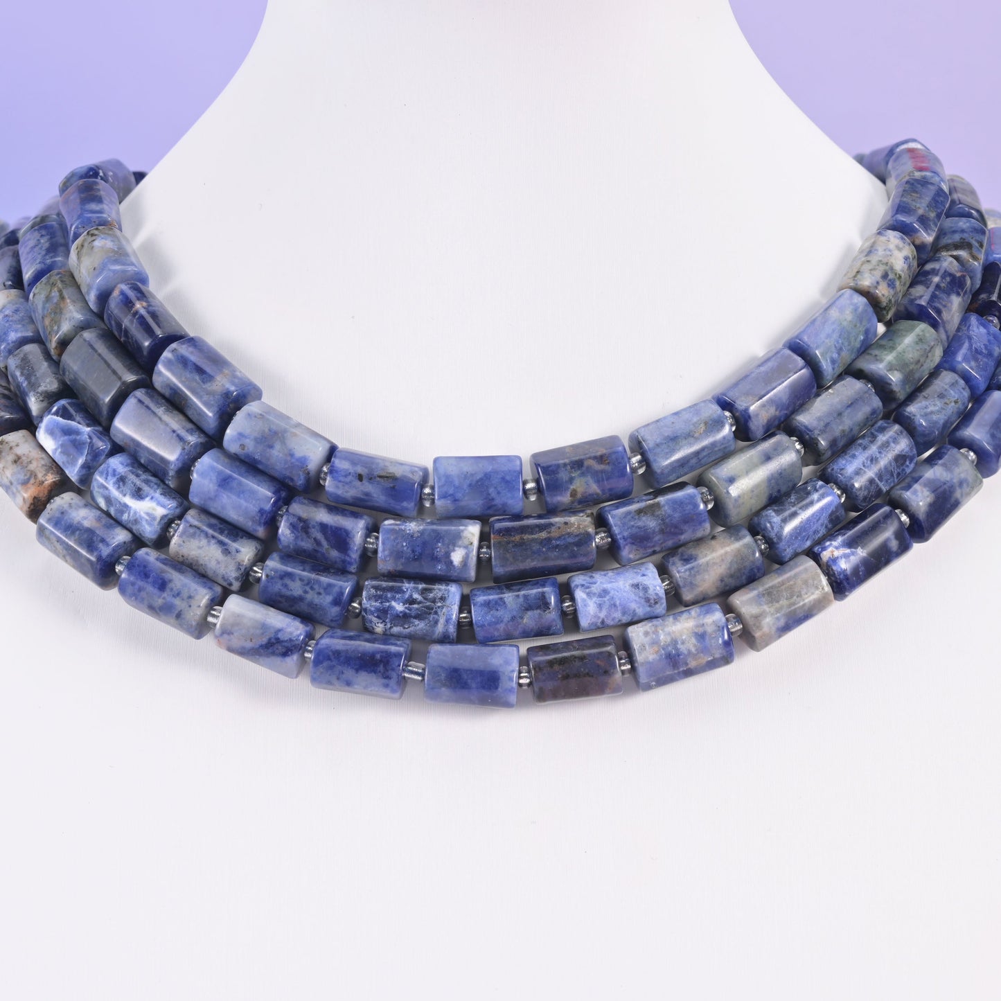 Sodalite beads, faceted tube shape, 12x8mm