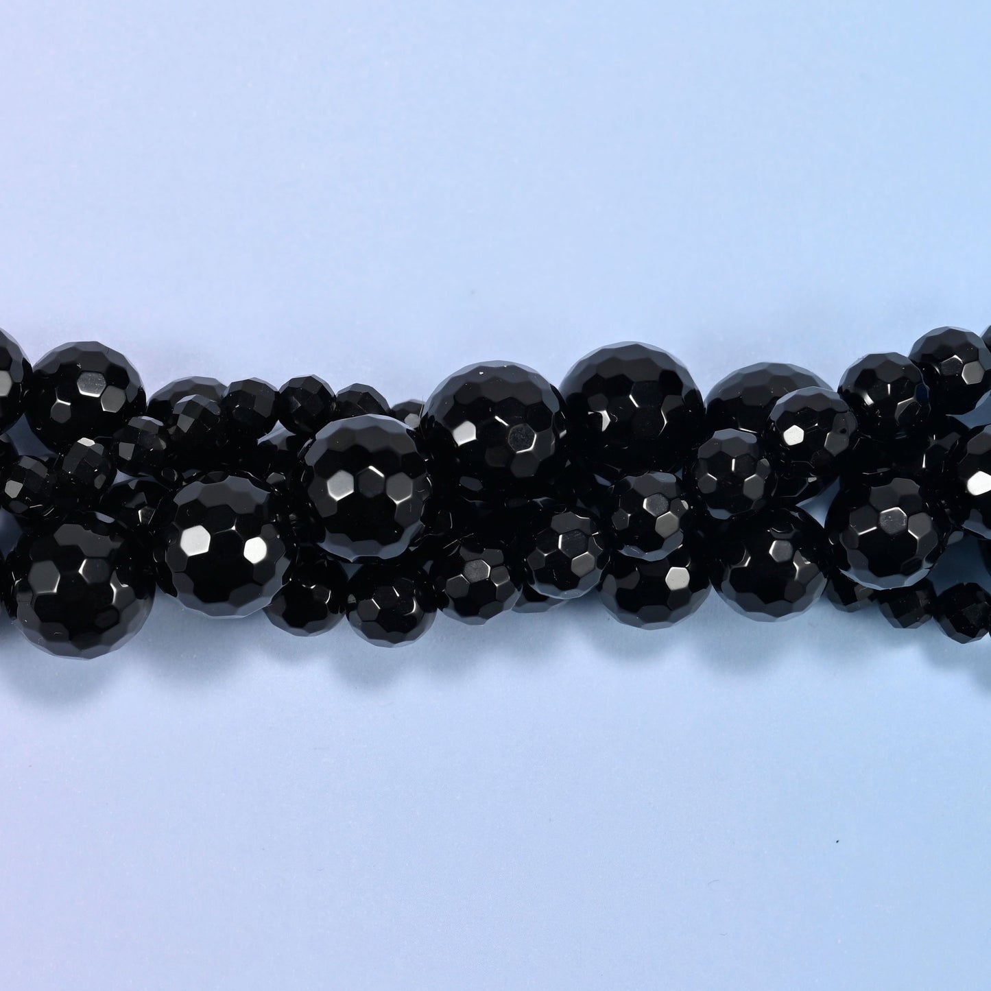 Black Onyx Faceted Round Beads: Jewelry Making, 15 Inch Strand