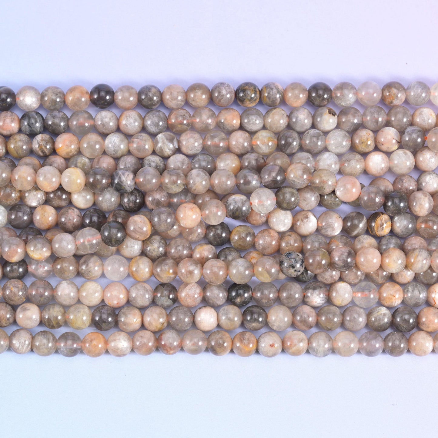 Smooth round cut black moonstone beads