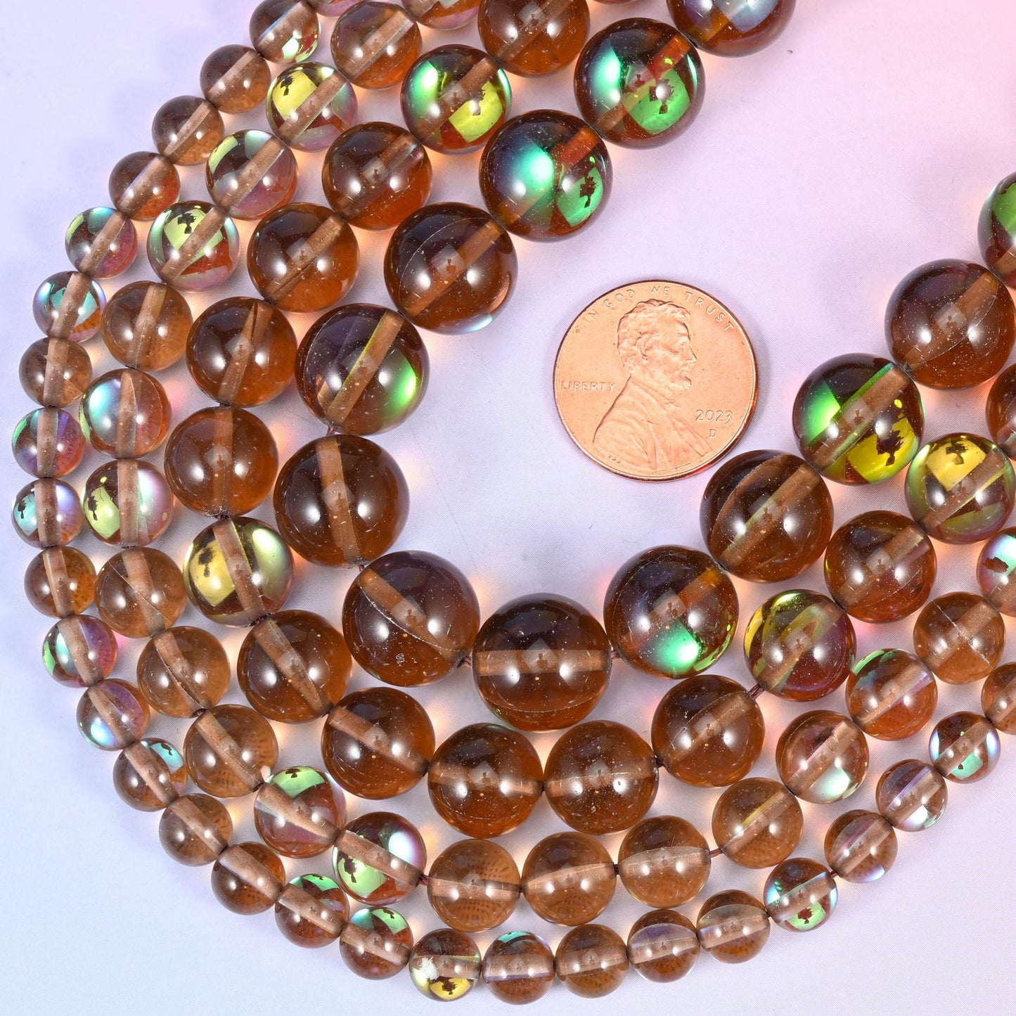 Round cut glass beads