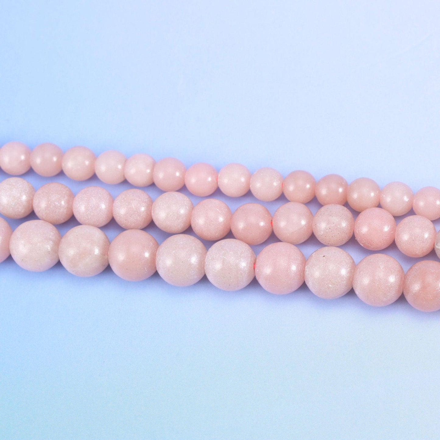 Pink Opal Color Dyed Jade Smooth Round Beads in soft opaque blush-pink