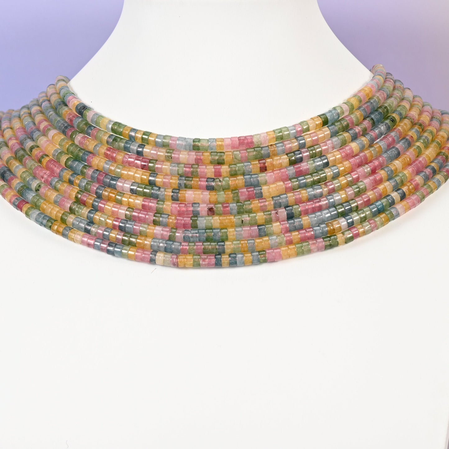 Multicolor Fluorite beads, smooth heishi disc, 2x4mm