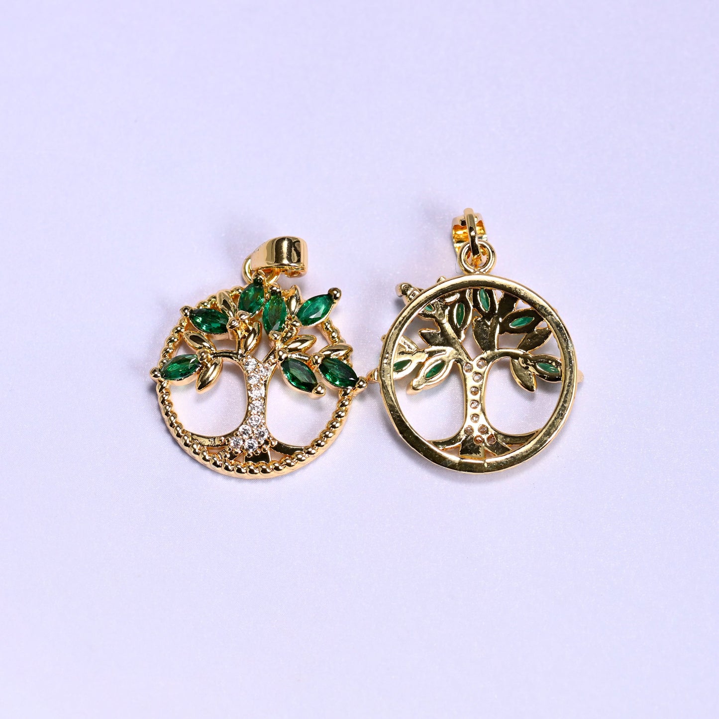 Round Green Leaf Tree Zircon Charms: DIY Pendants, Jewelry Making Supply