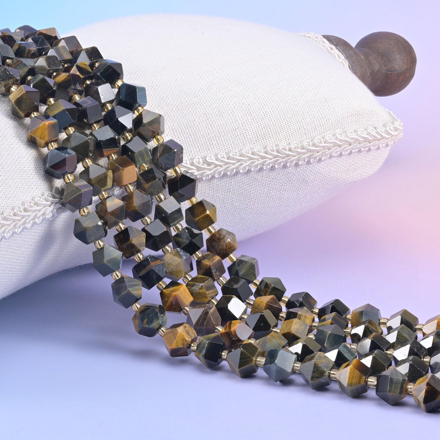 Iron Tiger Eye Faceted Diamond Rhombus Beads, 10mm