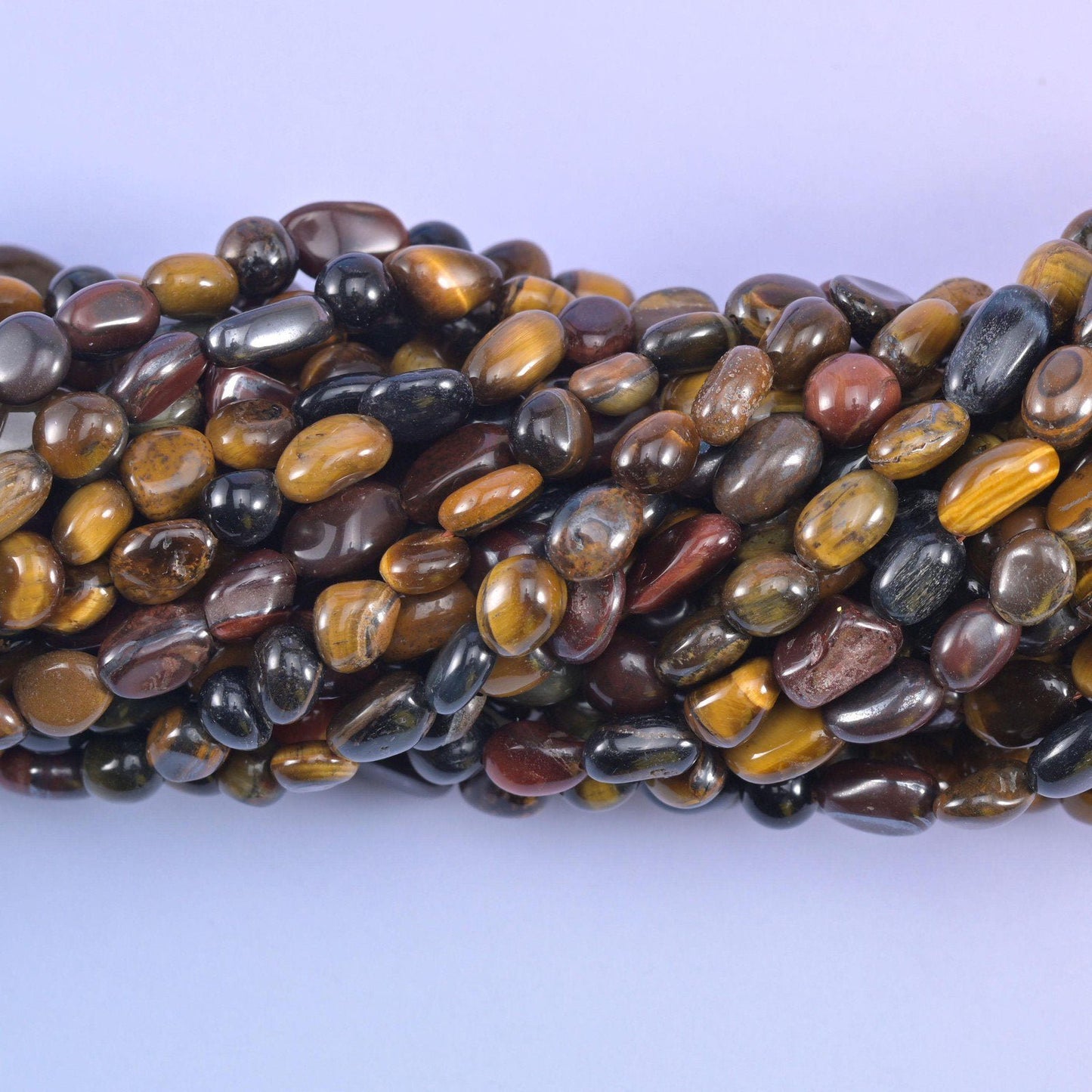 Tricolor Tiger Eye Pebble Nugget Beads, hole approximately 1.0mm, center drilled
