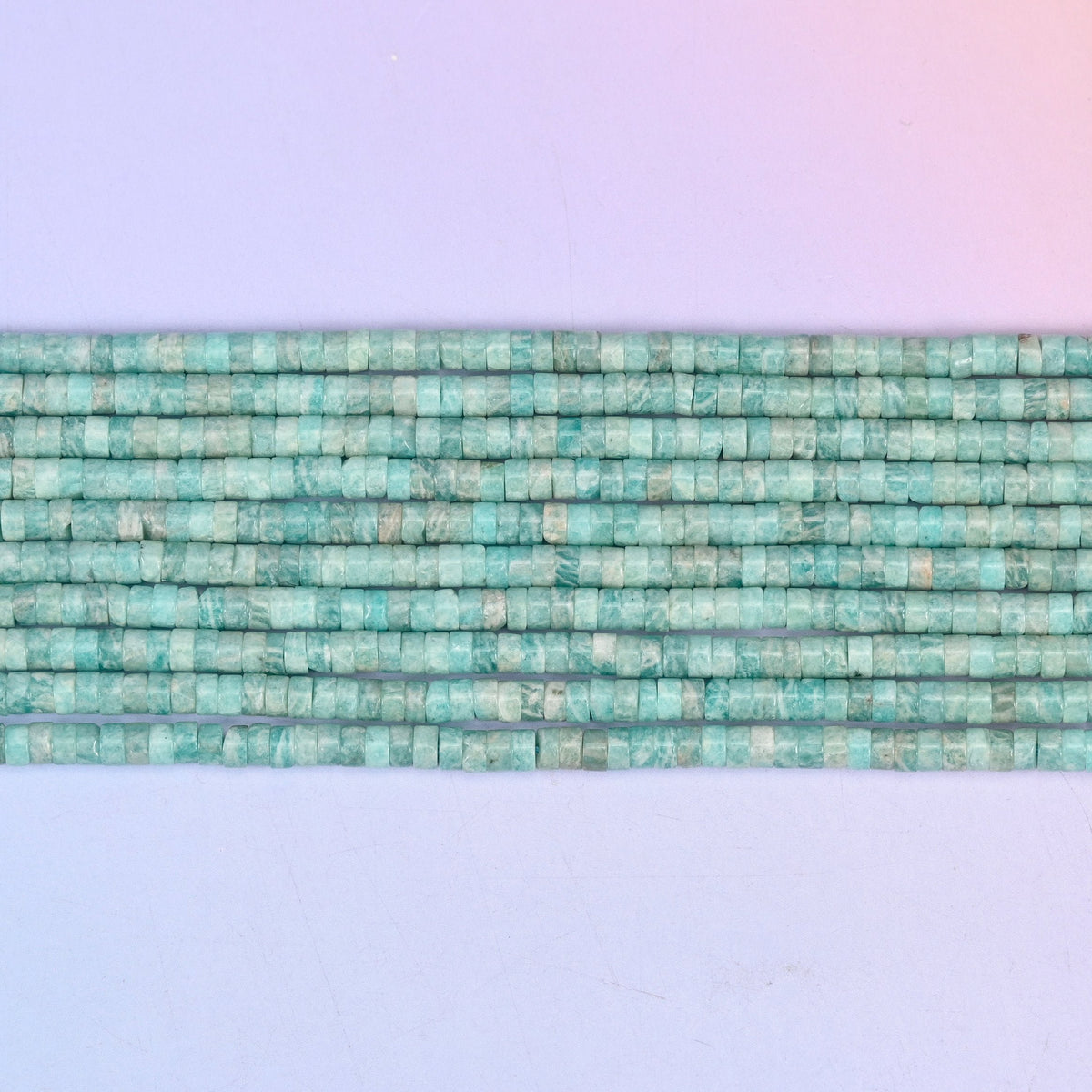Blue Amazonite Smooth Heishi Disc Beads 2x4mm in seafoam to teal blue with white marbling