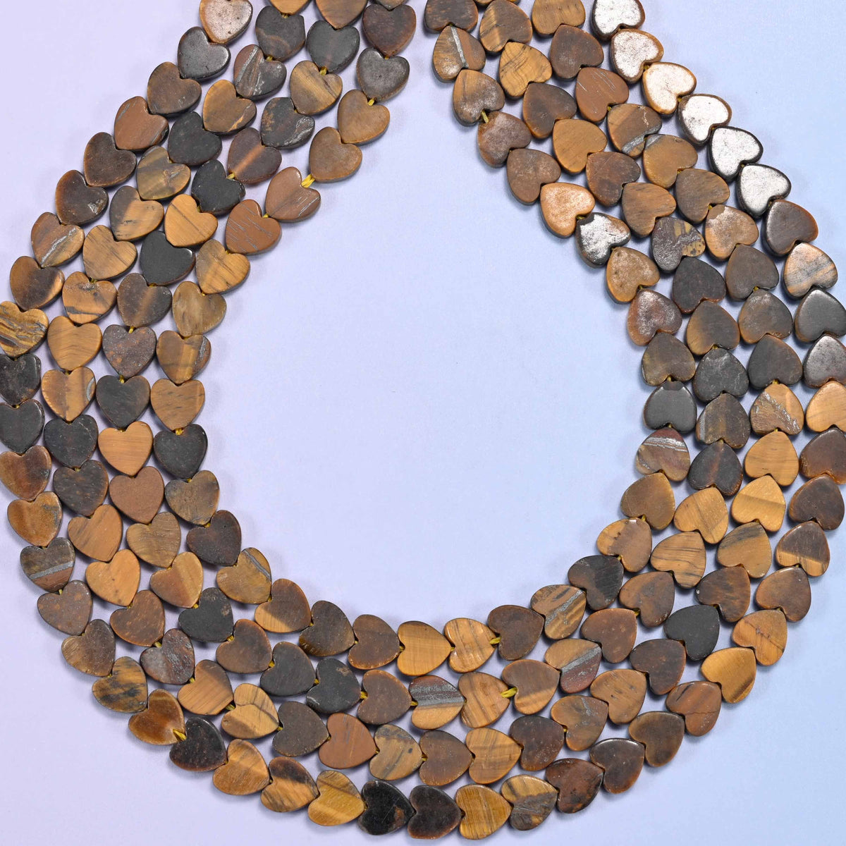 Matte Tiger Eye Flat Heart Beads, 0.8mm hole