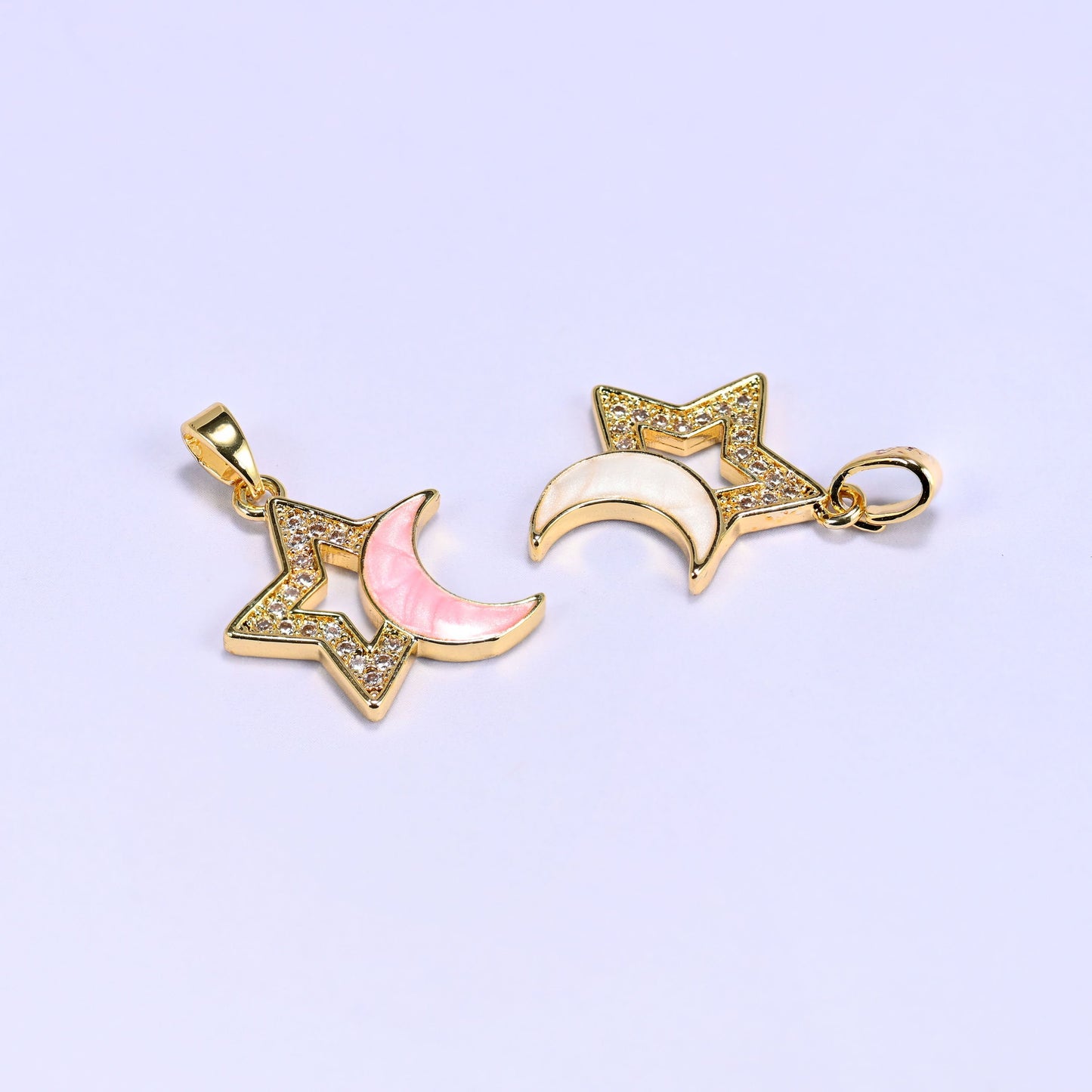 Star Shell Moon Zircon Charms, sold individually