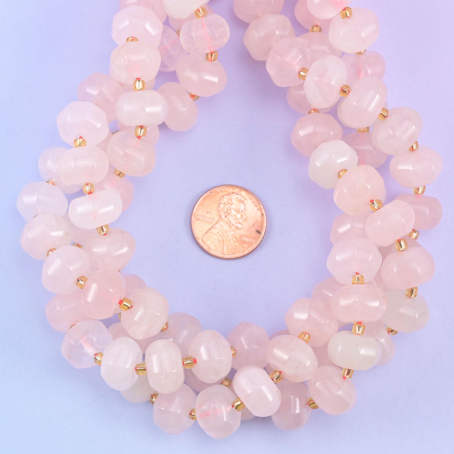 Rose Quartz Pumpkin Rondelle Beads Jewelry Making Size 12x8mm 15" Strand