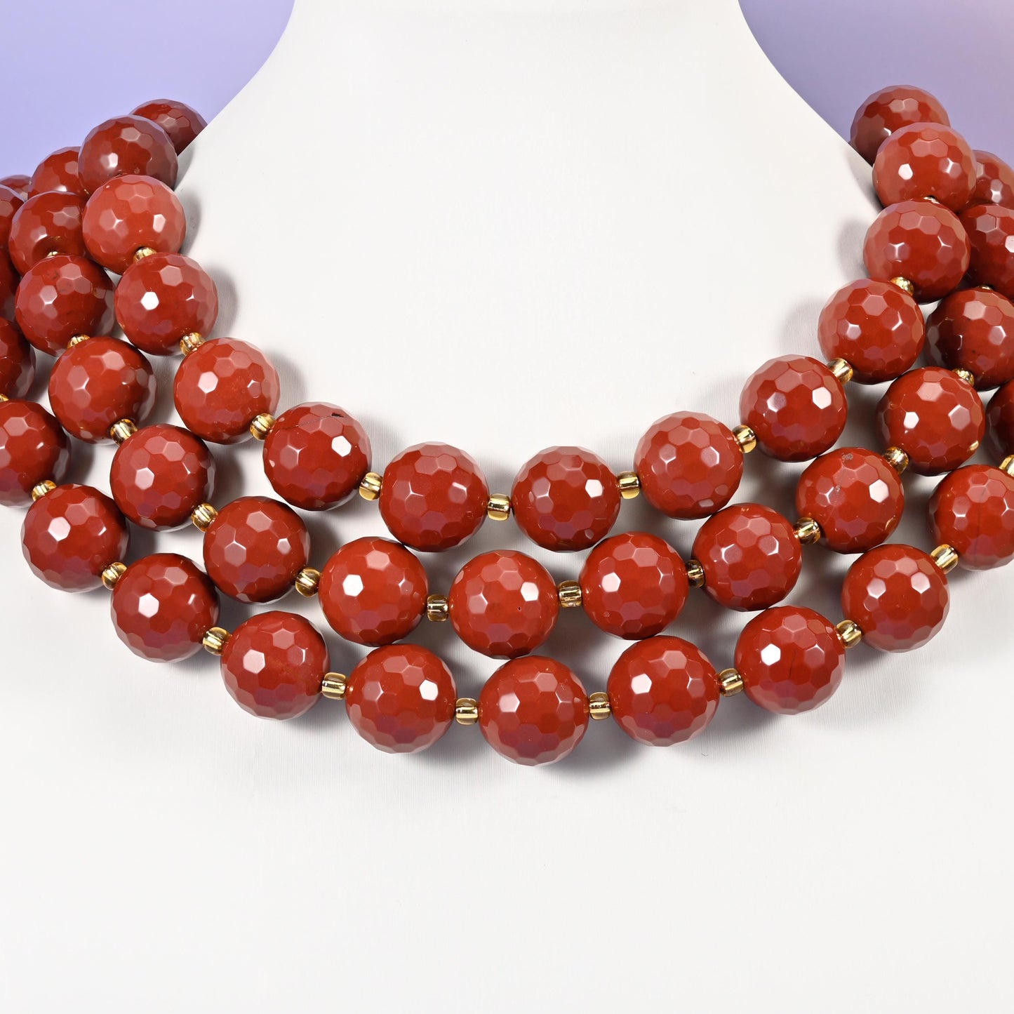 Red Jasper beads, faceted round, 16mm