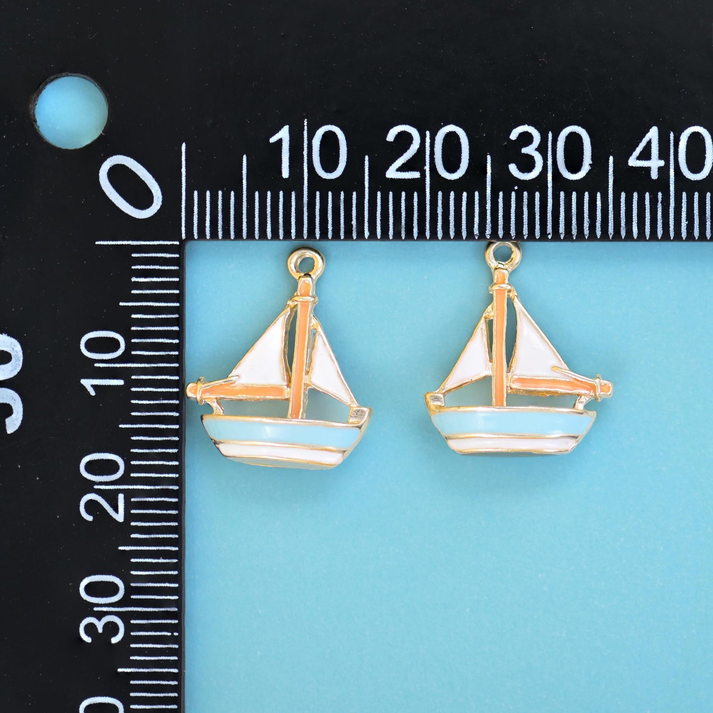 Enamel Sailboat Charm 19x15mm, sold per piece