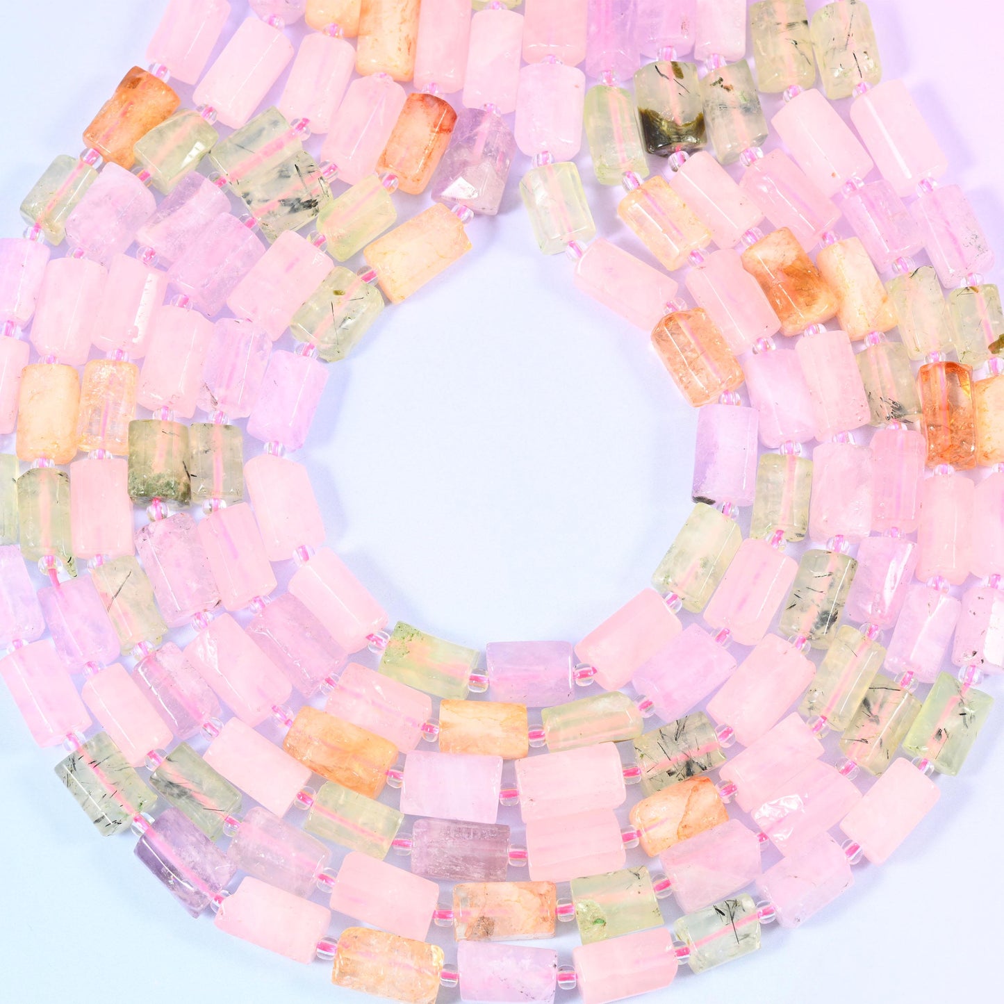 Colorful Mixed Gemstone Faceted Tube Beads 12x8mm, hole 1.0mm, center drilled