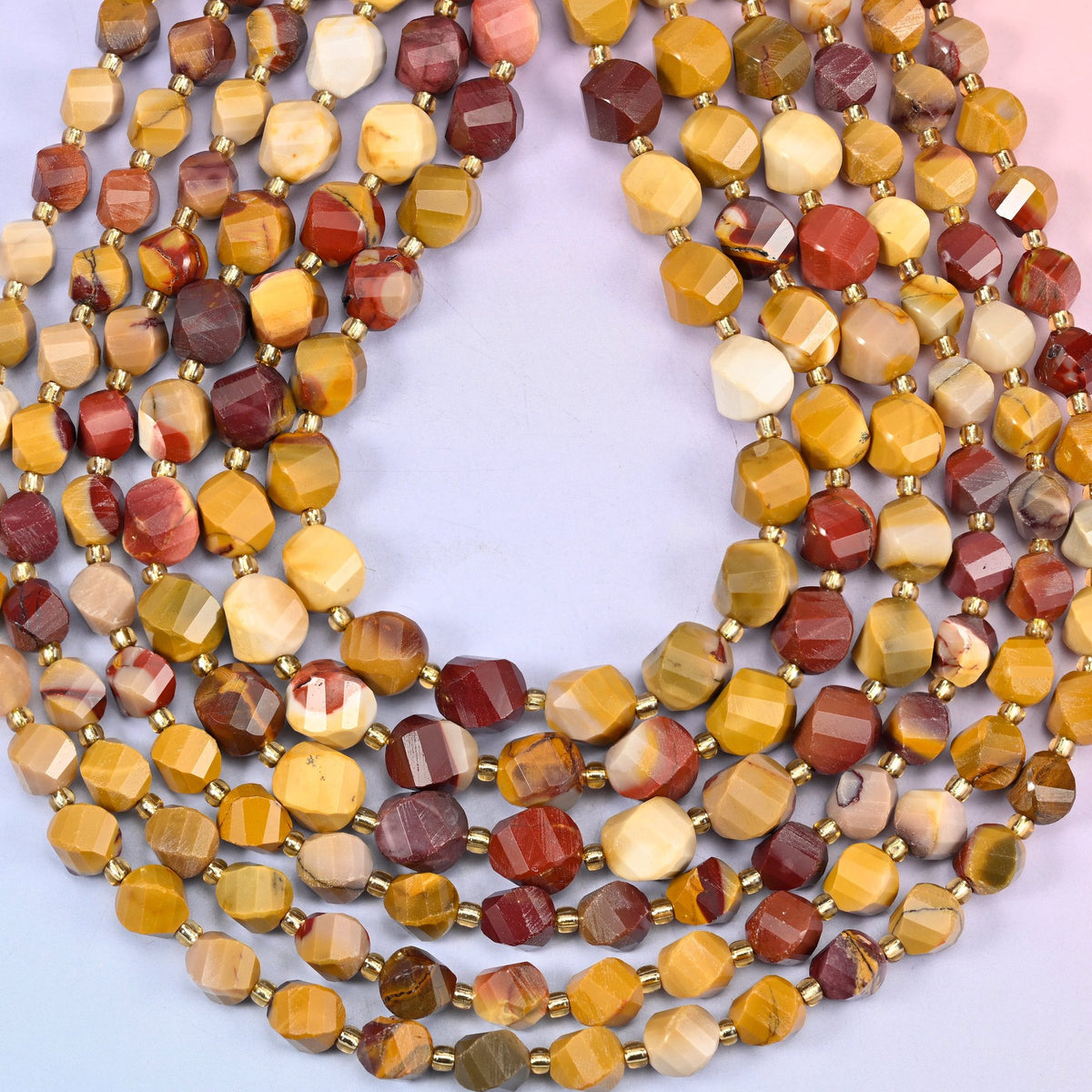 Mookaite Faceted Spiral Twist Beads, hole approximately 1.2mm