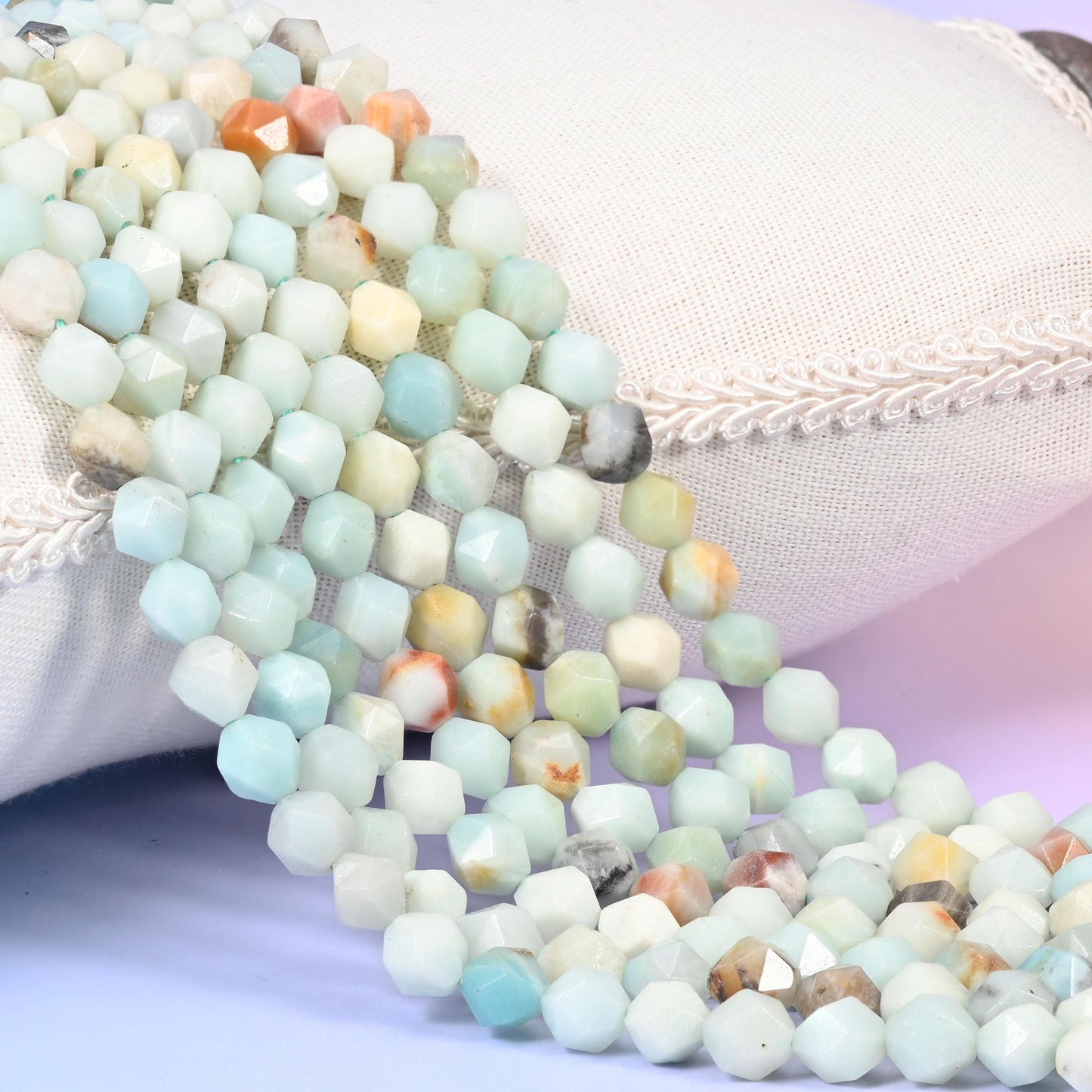 Multi-Color Amazonite Faceted Diamond Star Cut Beads for jewelry making