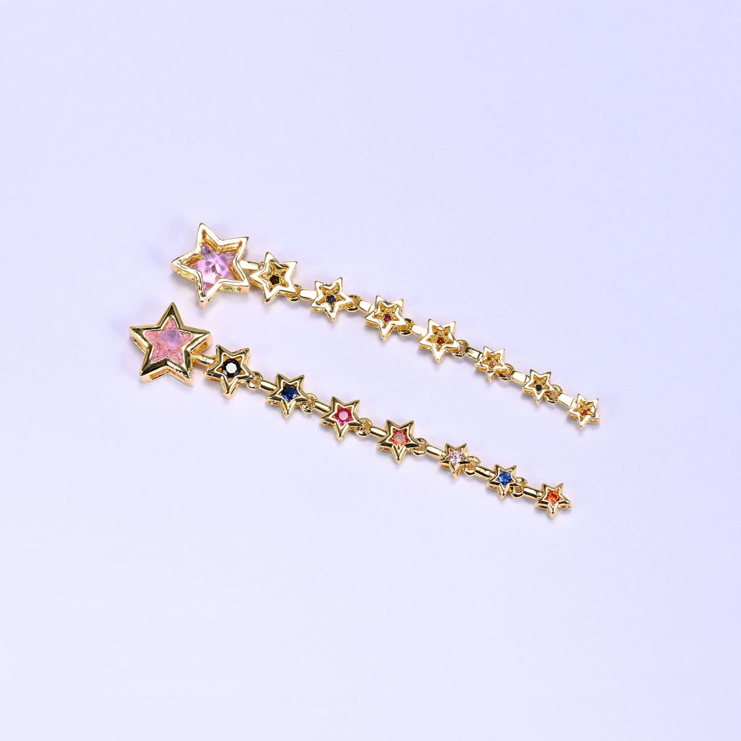 Shooting Star Multicolor Zircon Pendant: 18K Gold Filled Charms, Jewelry Making Supply