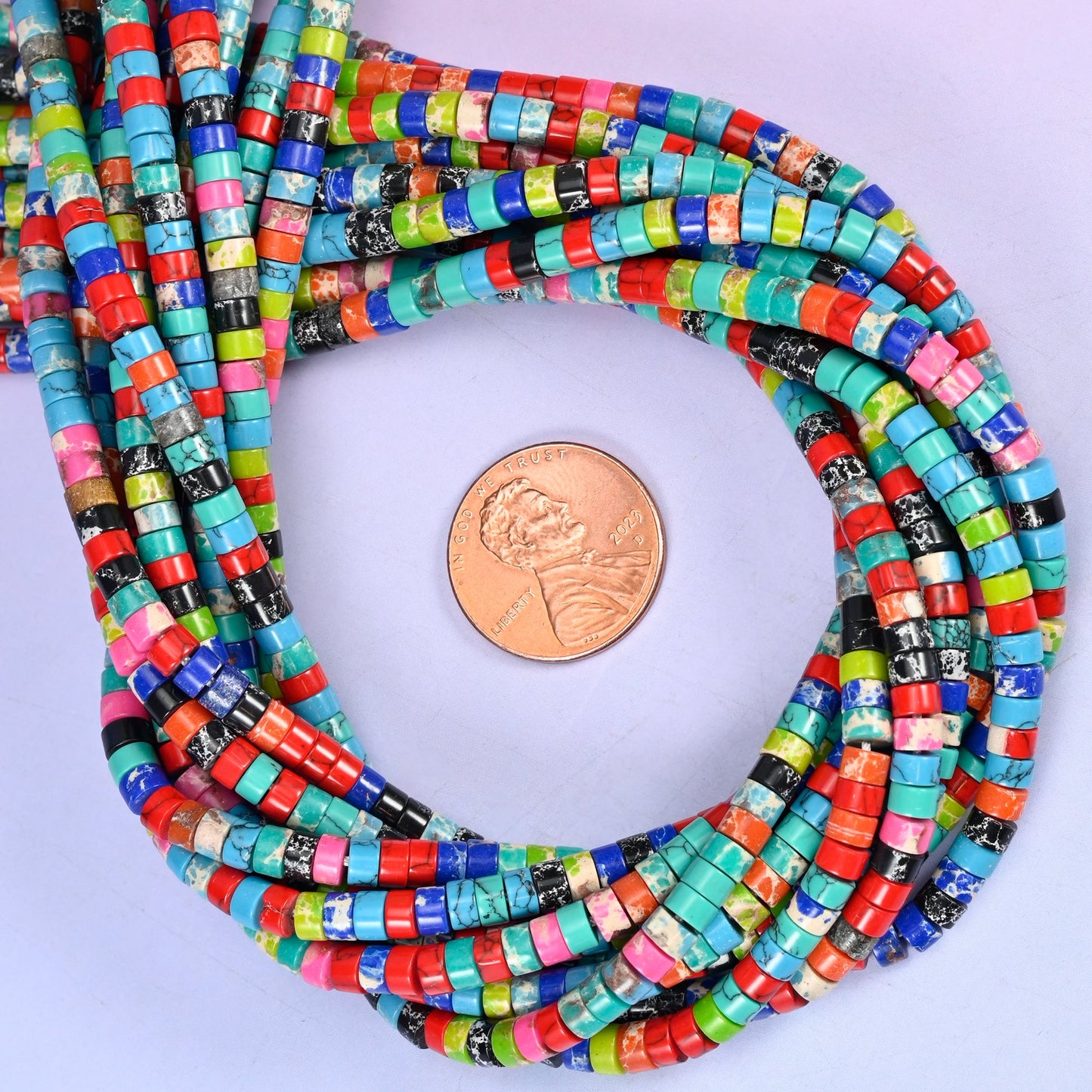 Dyed Multi-Color Shoushan Stone Smooth Heishi Disc Beads: Jewelry Making Supply, 15.5 Inch Strand