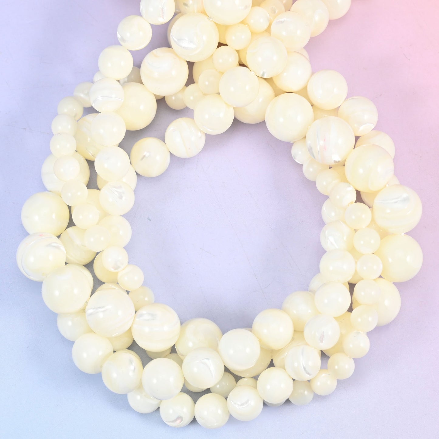 White Trochus Shell Round Beads: Jewelry Making Supply