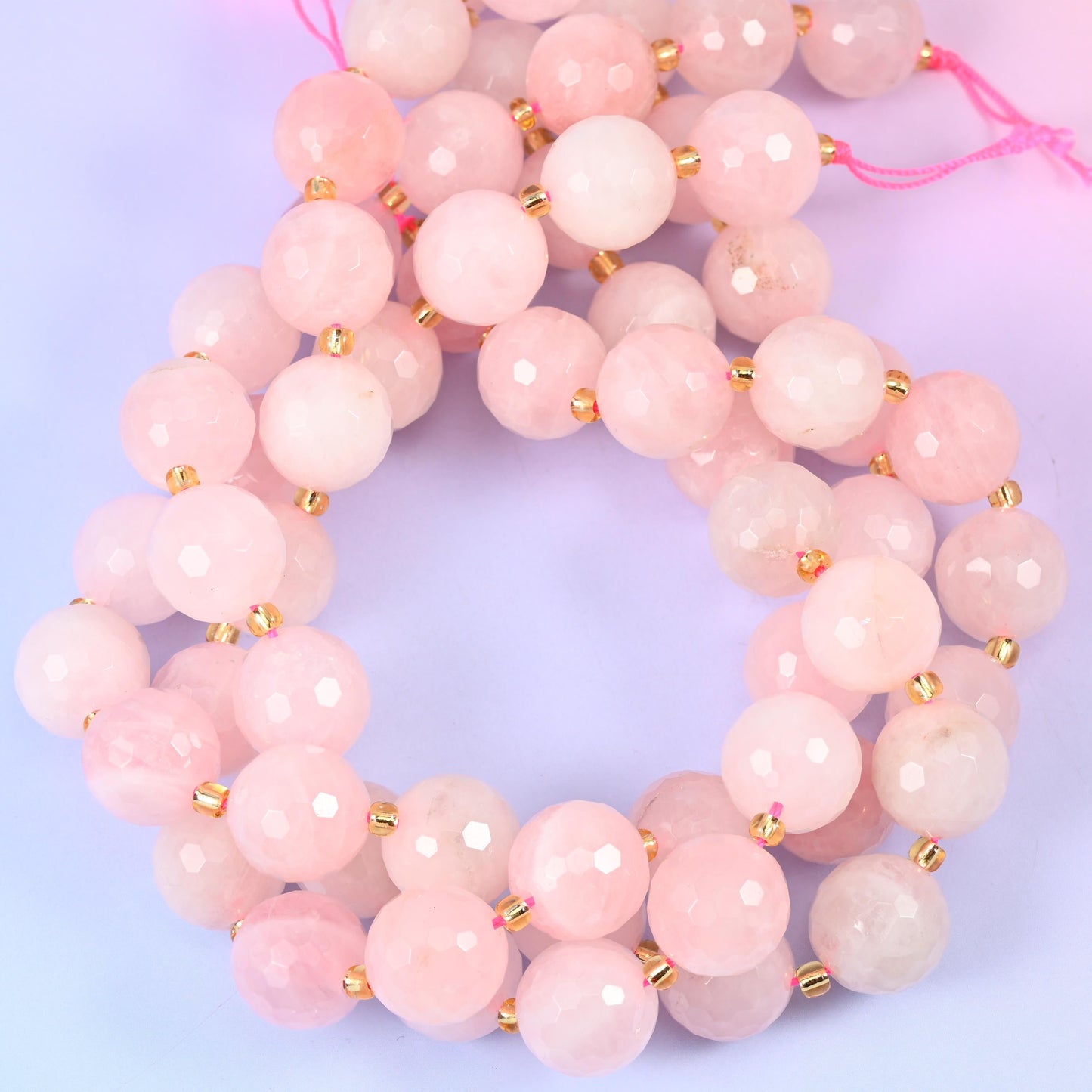 Rose Quartz Faceted Round Beads Size 16mm Jewelry Making 15 Inch Strand