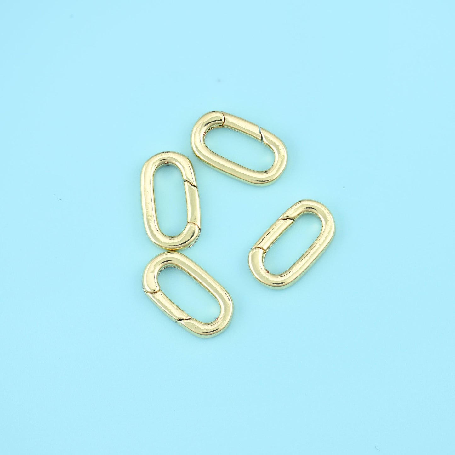 Brass, 18K Gold Filled — lead free and nickel free beads, oval carabiner, 14 x 8mm