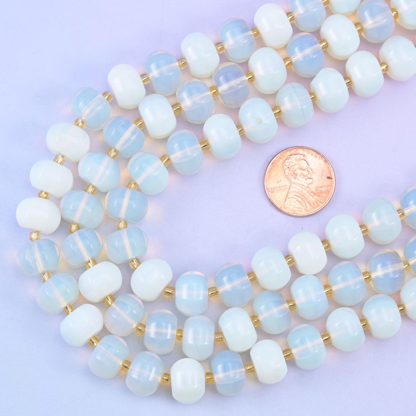 Opalite pumpkin beads, 15 inch strand
