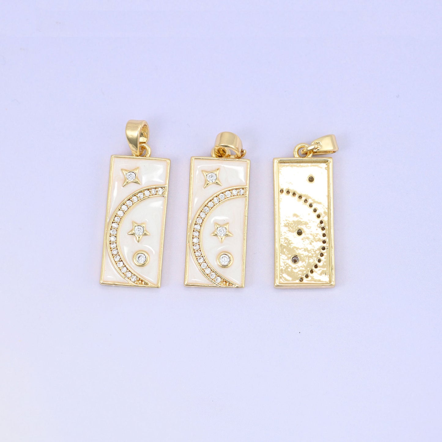 Moon Star Rectangle Charm Pendant, bail approximately 6.0mm x 2.95mm