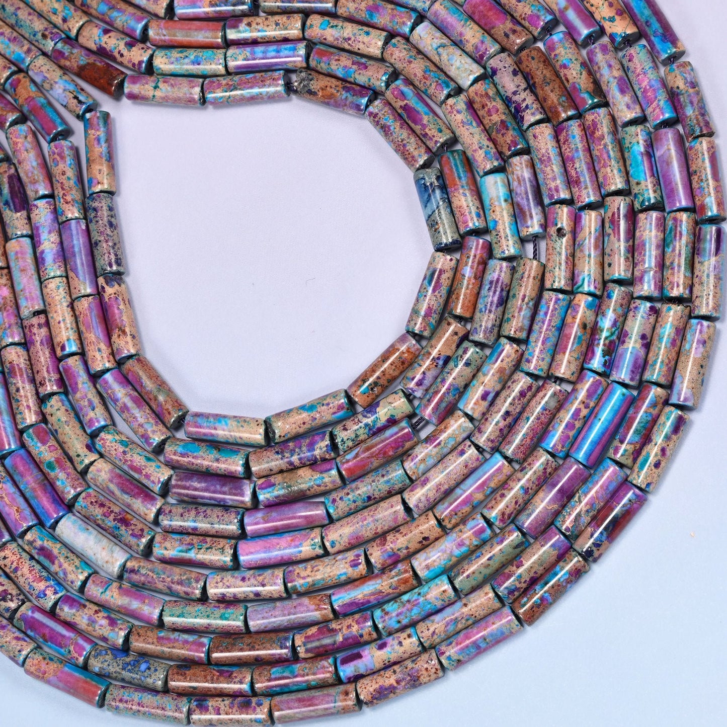 Sea Sediment Jasper Tube Beads with a 1.2mm centrally drilled hole.