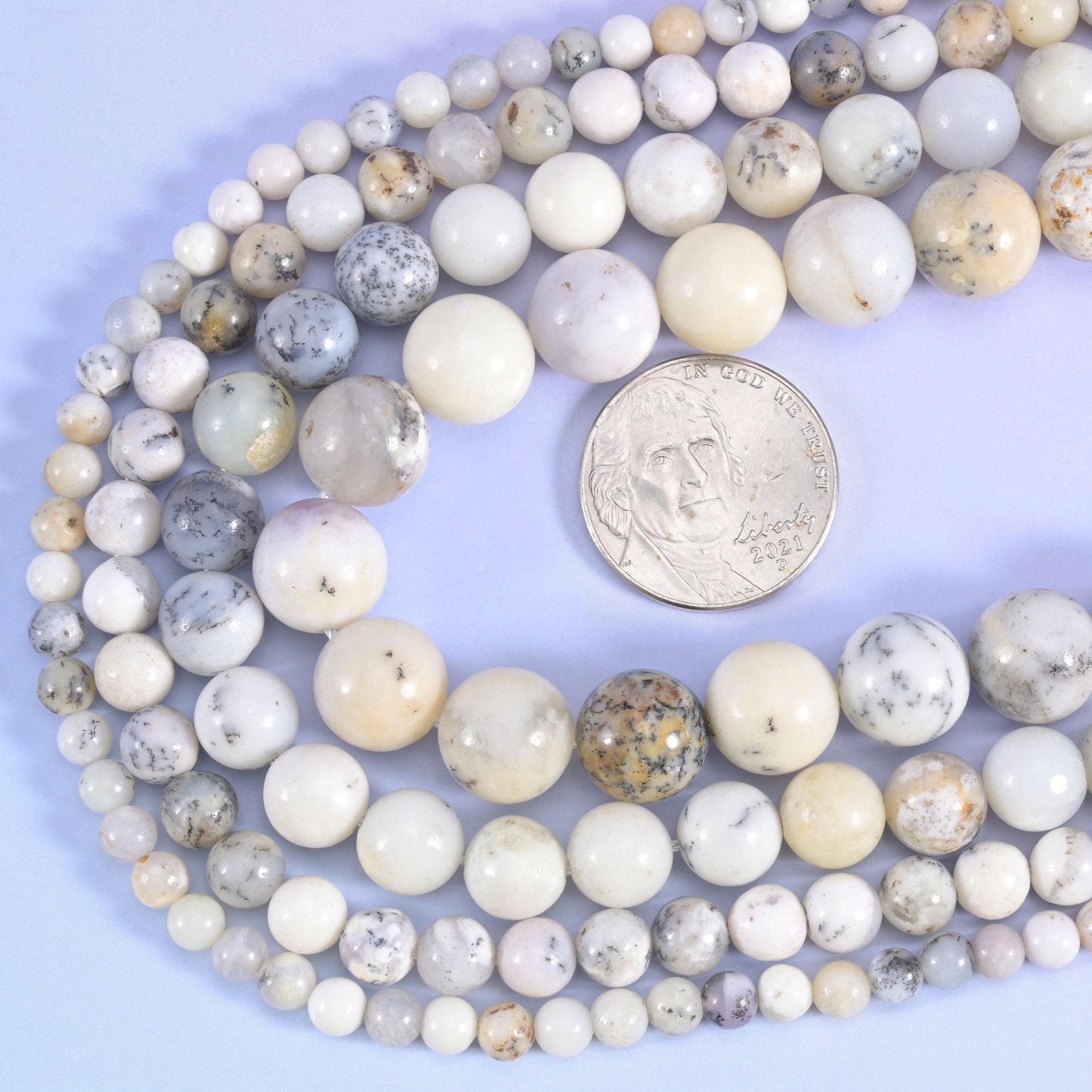 White opal round beads, 15.5 inch strand