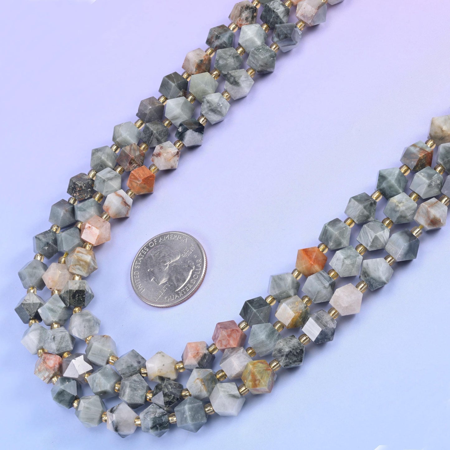 Eagle Eye Jasper faceted rhombus beads, 15.5 inch strand