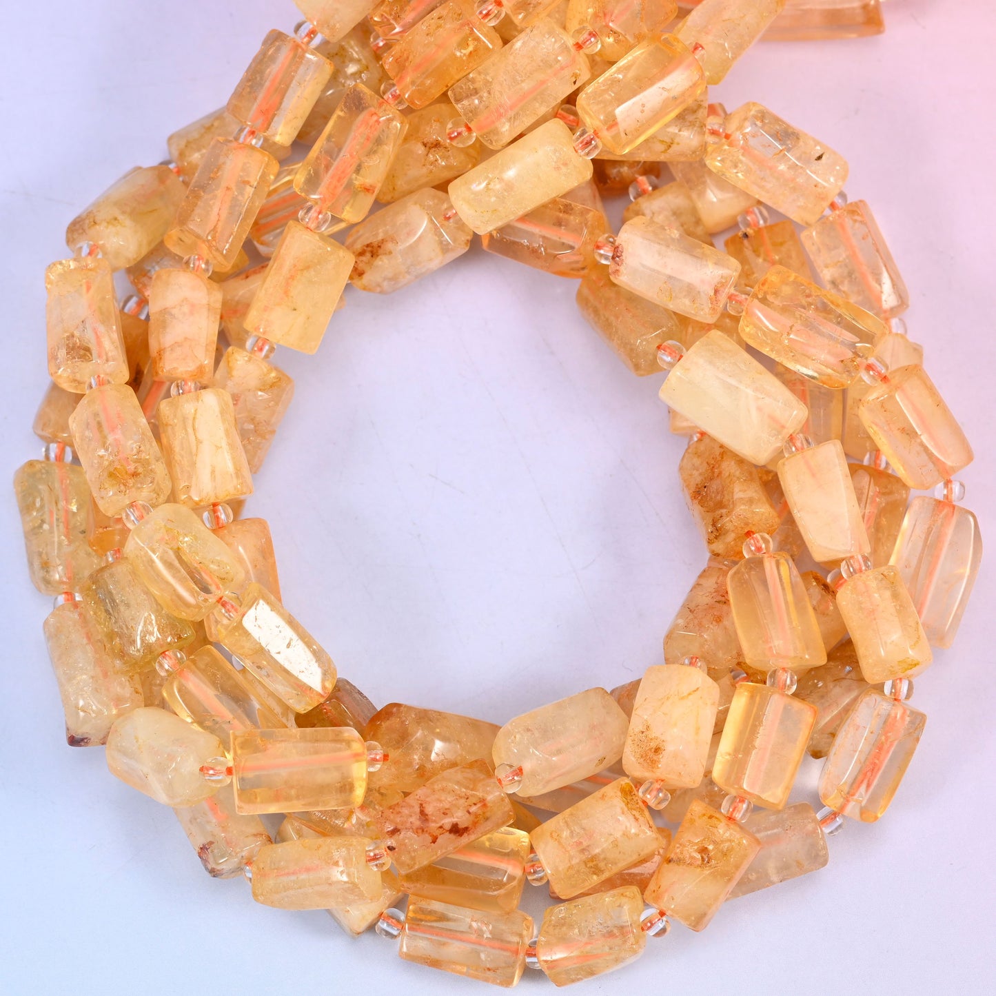 Citrine Faceted Tube Beads: Jewelry Making 15.5 Inch Strand