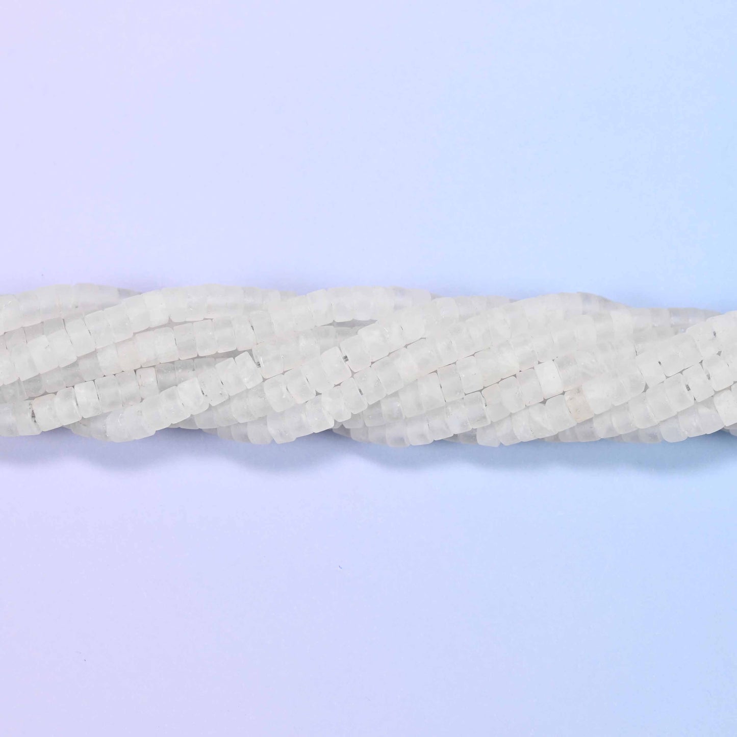 Matte Clear Quartz Heishi Disc Beads: Jewelry Making Supply, 15 Inch Strand