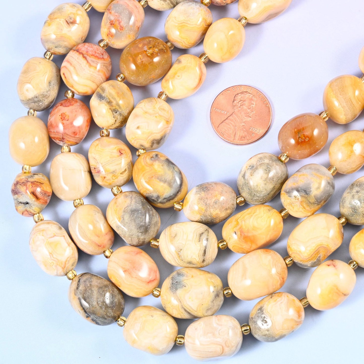 Oval nugget cut Crazy Agate beads