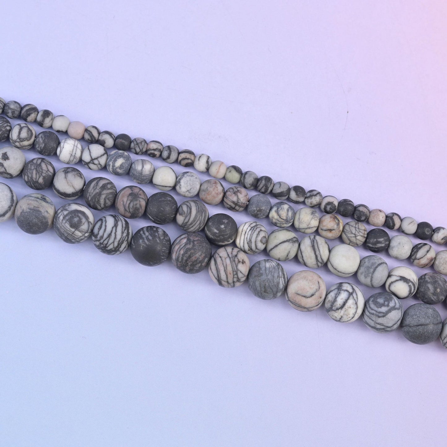 Black Web Jasper Matte Beads 4mm 6mm 8mm 10mm in cream and grey with charcoal web veining
