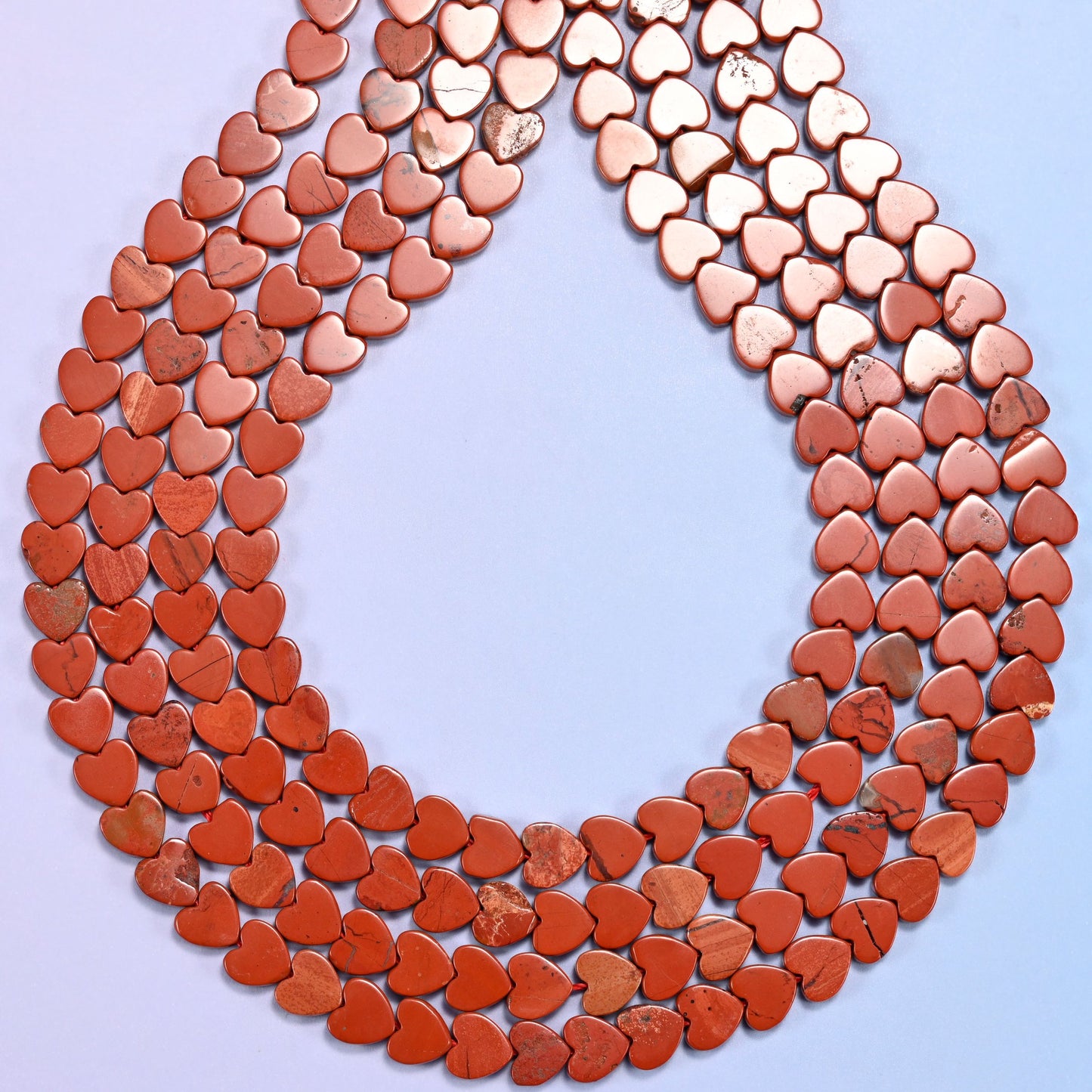Red Jasper Flat Heart Beads: Size 6mm, Jewelry Making, 15 Inch Strand