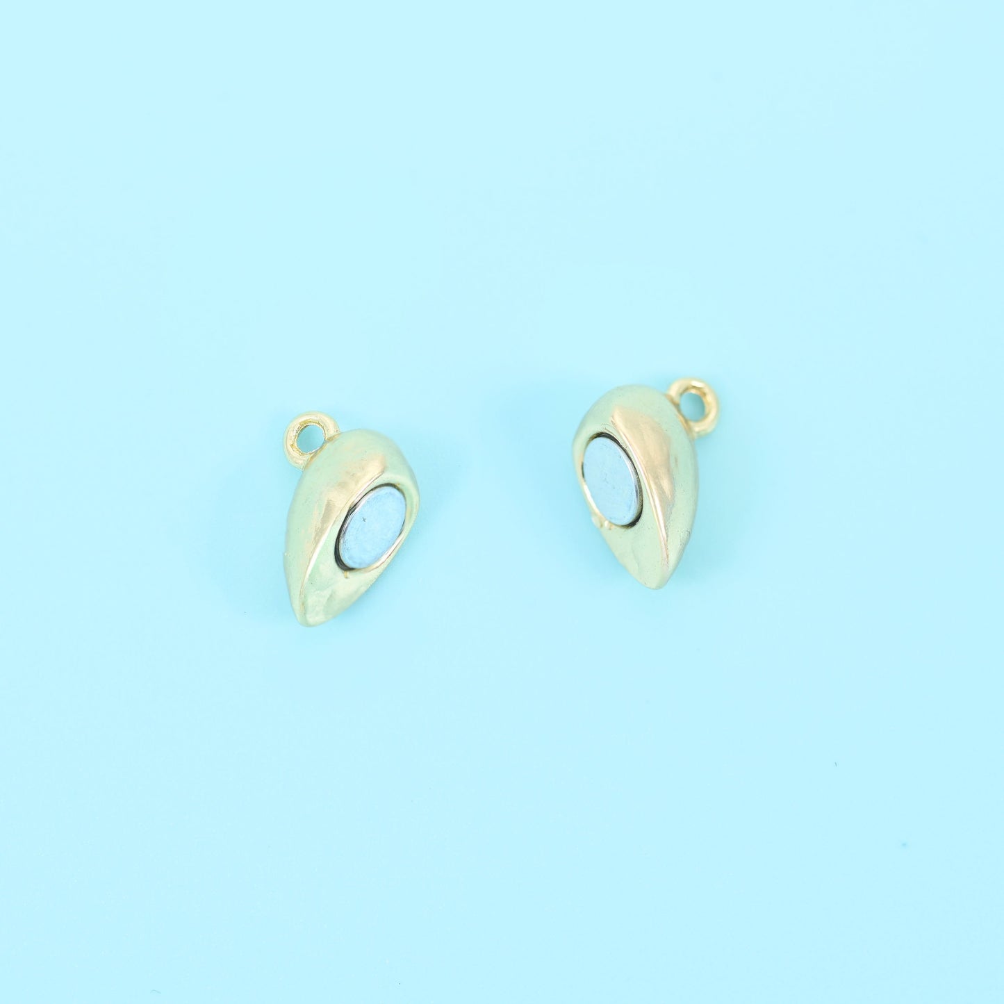 18K Gold Filled Heart Magnetic Clasp, smooth puffed heart that splits into two halves