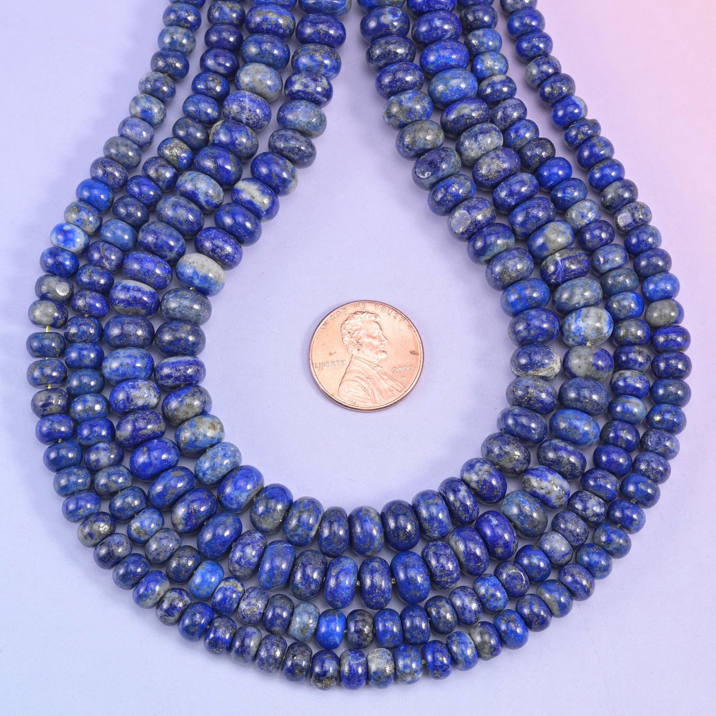 Natural Lapis Lazuli smooth rondelle beads for bracelets, necklaces, and earrings
