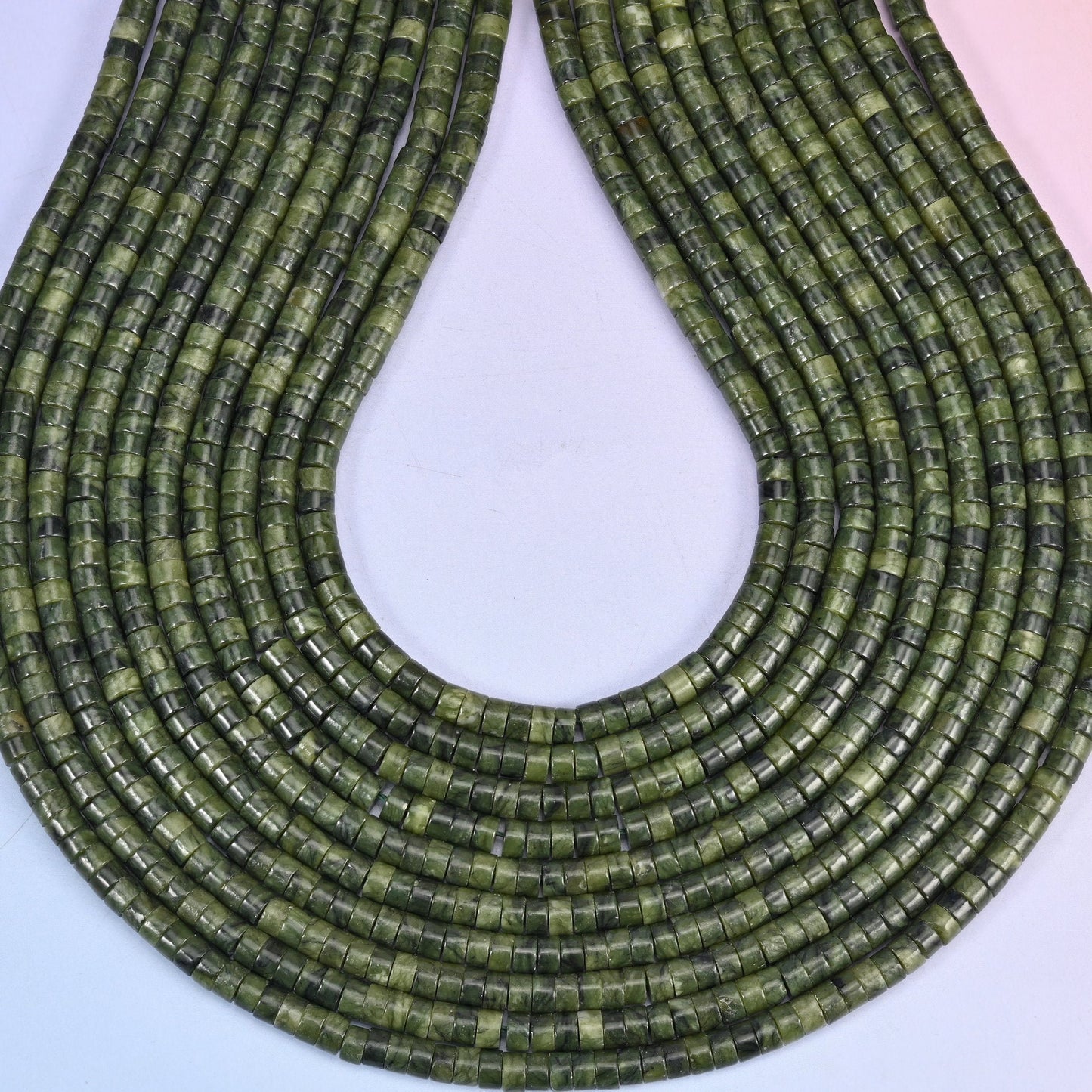 South Jade Smooth Heishi Disc Beads, hole approximately 1.0mm