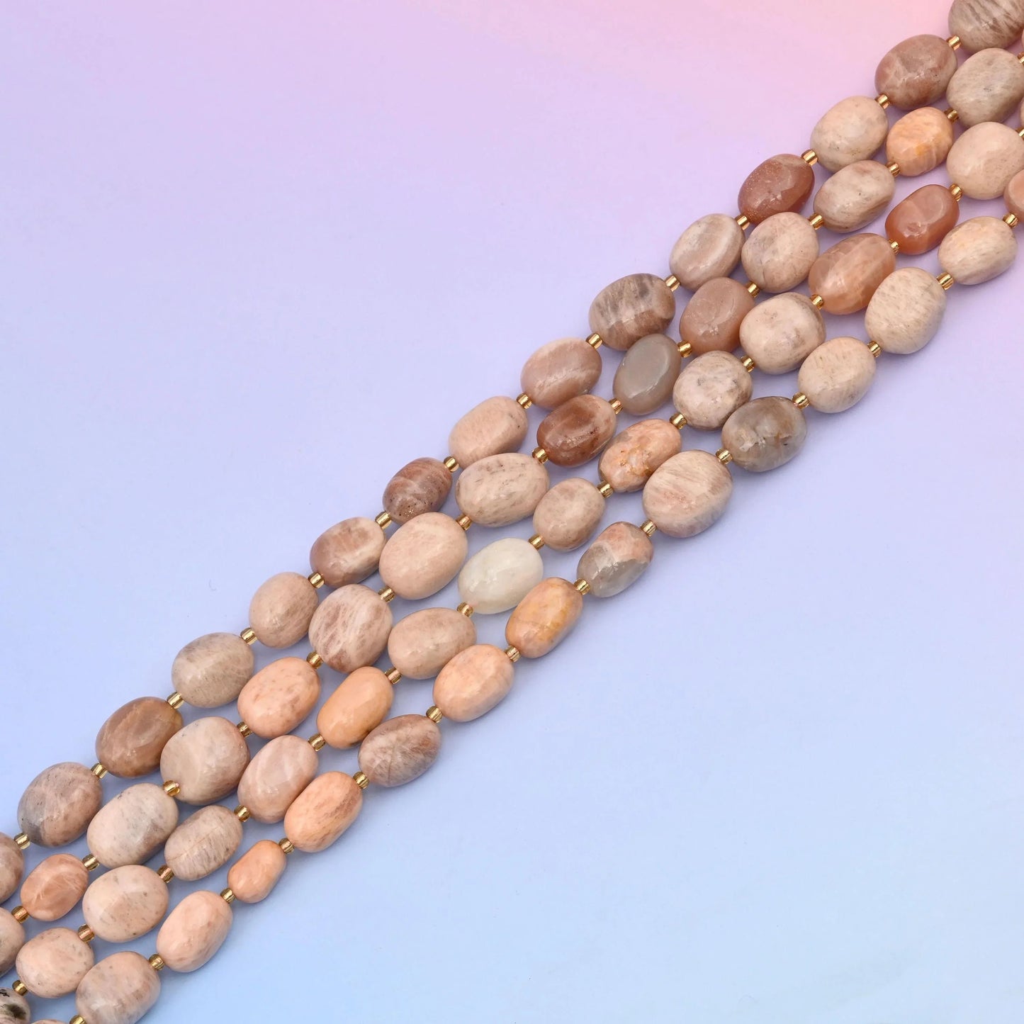 Natural Sunstone oval beads, 15.5 inch strand