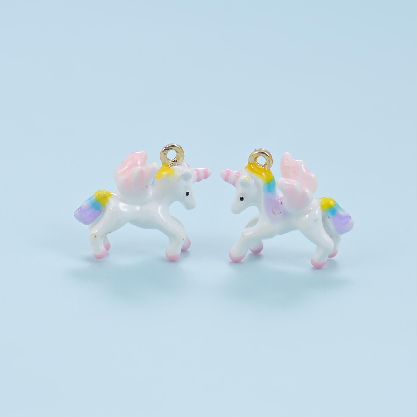 Enamel Unicorn Charm 19x15mm, 18K Gold Filled