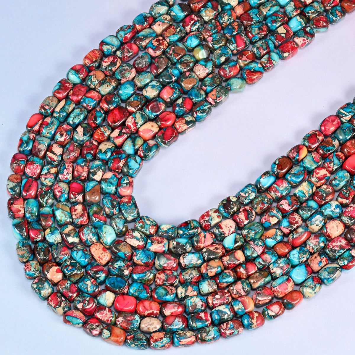 Red Dyed Sea Sediment Jasper Nugget Beads, 15 inch strand