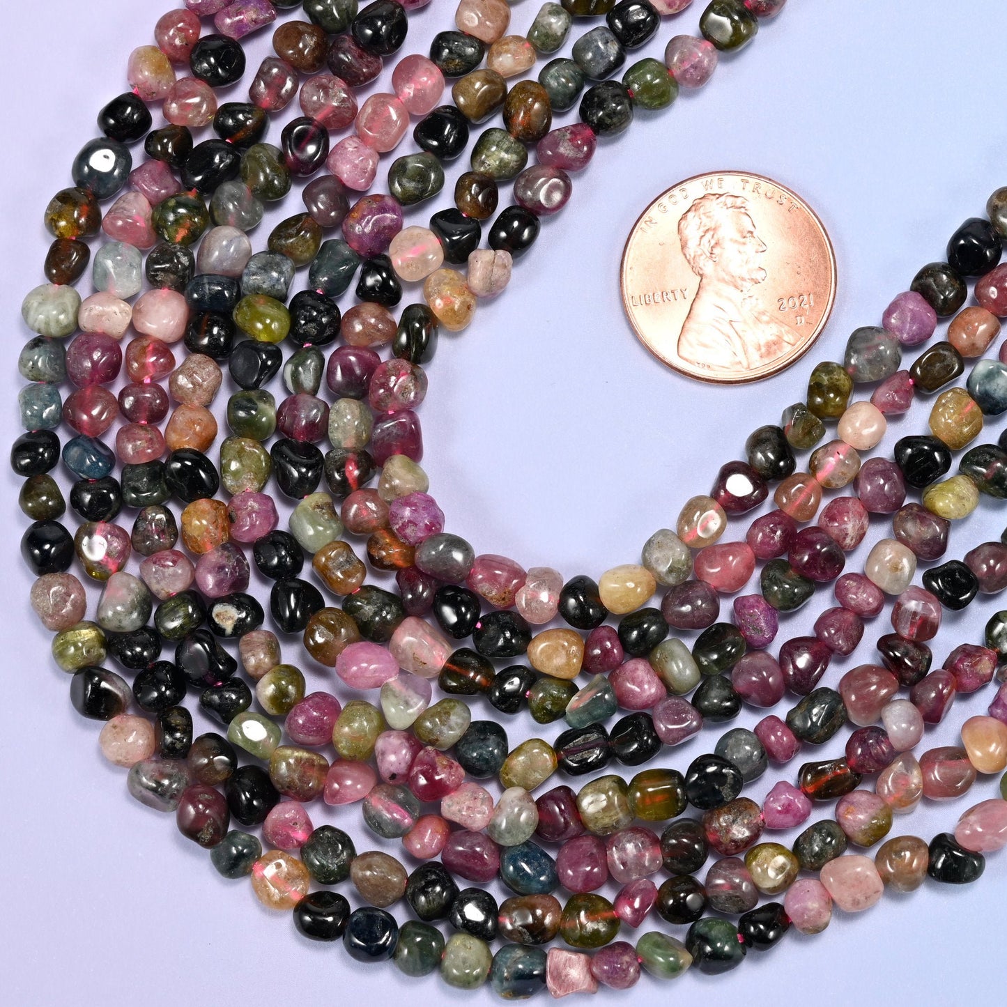Colorful Tourmaline Tiny Nugget Beads in watermelon pink, olive and bottle green, jet black and dusty mauve