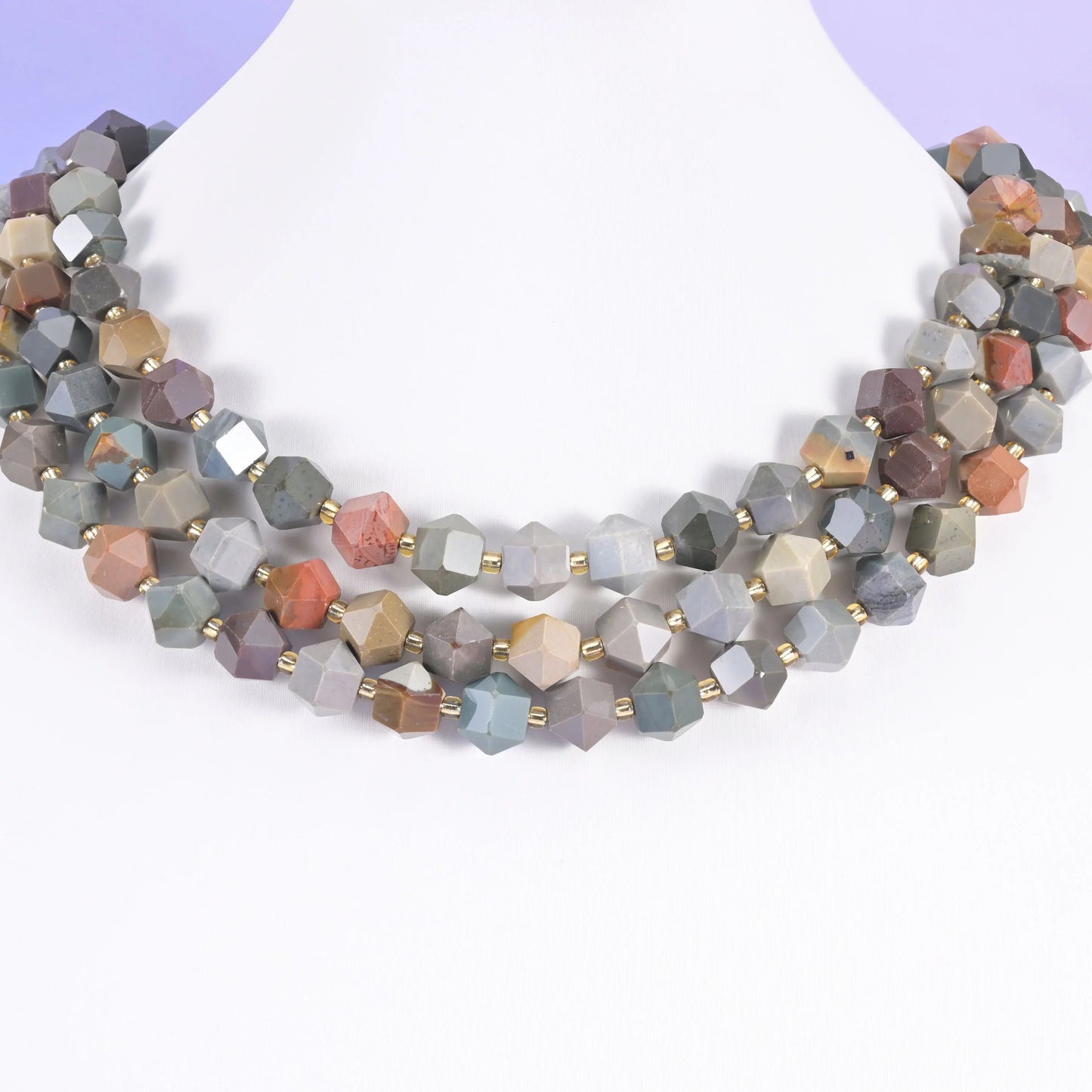 8 Sides Diamond Cut Gemstone Beads 10mm in varies by stone chosen — see the drop-down for each option