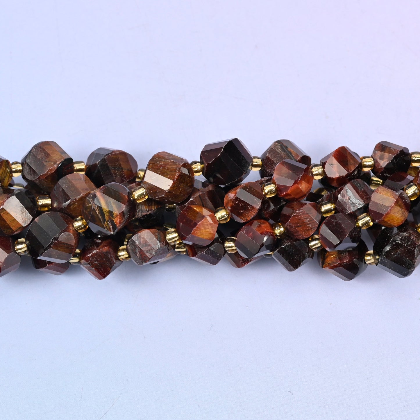 Red Tiger Eye Faceted Spiral Twist Beads: Size 8mm 10mm, Jewelry Making, 15 inch Strand