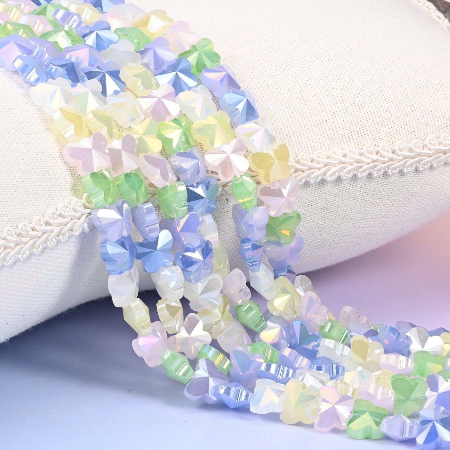 Colorful Frosted Butterfly Glass Beads 7.6x9.6mm